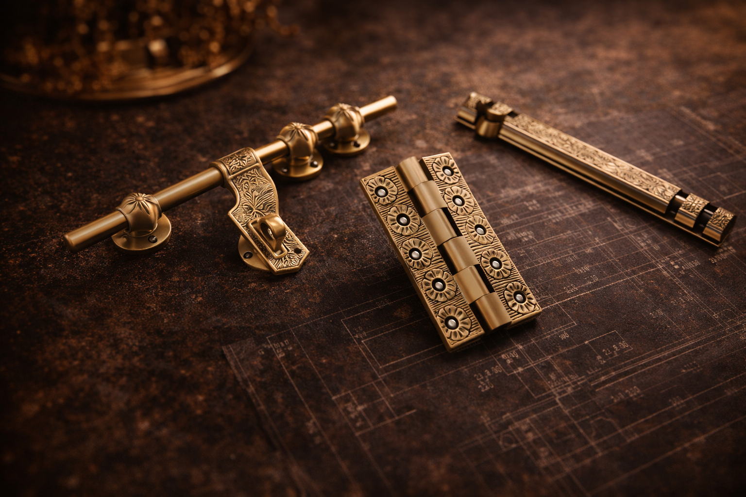 Nakshi brass doorset handles for main doors